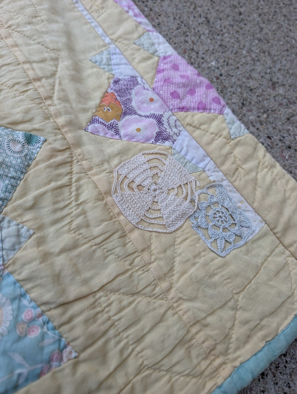 VINTAGE QUILT PANTS feedsack patchwork upcycled S - Picture 14 of 16